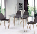 Mesa de comedor Mendaza de cristal 8 mm con patas efecto madera