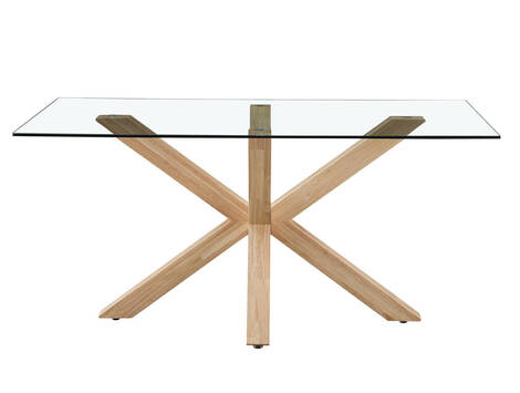 Mesa de comedor Milagro rectangular de cristal biselado y madera