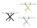 Mesa de comedor Marcilla rectangular de cristal biselado y patas curvas