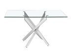Mesa de comedor Marcilla rectangular de cristal biselado y patas curvas - Cromado