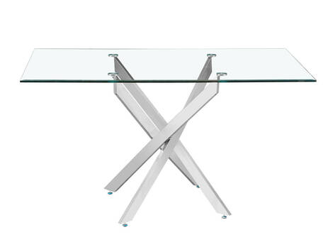 Mesa de comedor Marcilla rectangular de cristal biselado y patas curvas - Cromado