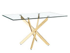 Mesa de comedor Marcilla rectangular de cristal biselado y patas curvas - Dorado