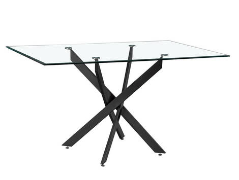 Mesa de comedor Marcilla rectangular de cristal biselado y patas curvas - Negro