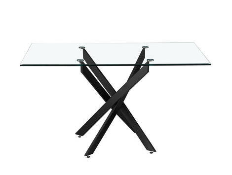Mesa de comedor Marcilla rectangular de cristal biselado y patas curvas