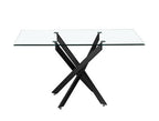 Mesa de comedor Marcilla rectangular de cristal biselado y patas curvas