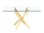 Mesa de comedor Marcilla rectangular de cristal biselado y patas curvas