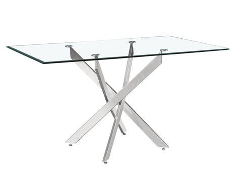 Mesa de comedor Marcilla rectangular de cristal biselado y patas curvas
