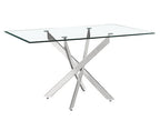 Mesa de comedor Marcilla rectangular de cristal biselado y patas curvas