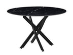 Mesa de comedor Marcilla redonda cerámica efecto mármol Ø110/120 - Negro / Negro mate