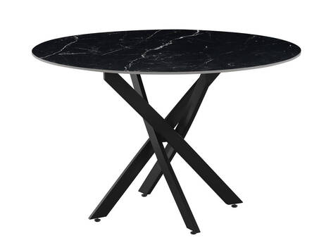 Mesa de comedor Marcilla redonda cerámica efecto mármol Ø110/120 - Negro / Negro mate