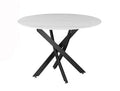Mesa de comedor Marcilla redonda cerámica efecto mármol Ø110/120 - Blanco / Negro mate