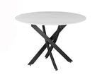 Mesa de comedor Marcilla redonda cerámica efecto mármol Ø110/120 - Blanco / Negro mate