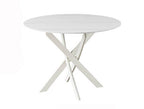 Mesa de comedor Marcilla redonda cerámica efecto mármol Ø110/120 - Blanco / Crema