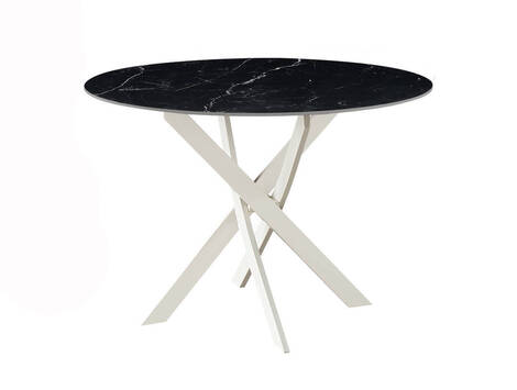 Mesa de comedor Marcilla redonda cerámica efecto mármol Ø110/120 - Negro / Crema
