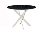 Mesa de comedor Marcilla redonda cerámica efecto mármol Ø110/120 - Negro / Crema