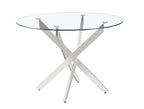Mesa de comedor Marcilla redonda de cristal biselado Ø110 cm - Cromado