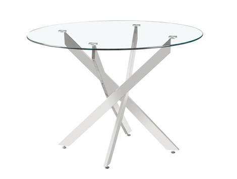 Mesa de comedor Marcilla redonda de cristal biselado Ø110 cm - Cromado