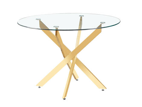 Mesa de comedor Marcilla redonda de cristal biselado Ø110 cm - Dorado