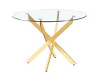 Mesa de comedor Marcilla redonda de cristal biselado Ø110 cm - Dorado