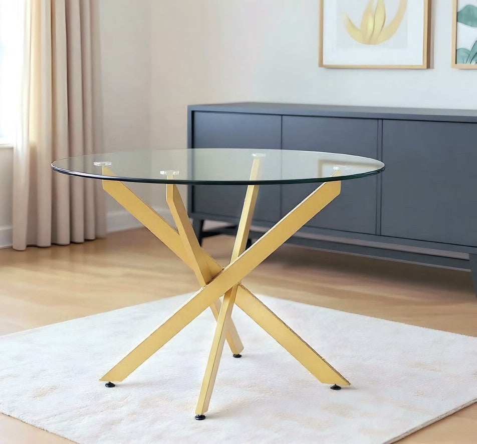 Mesa de comedor Marcilla redonda de cristal biselado Ø110 cm