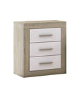 Mesita de noche Olagüe de 3 cajones bicolor, 50 cm - Cambrian / Blanco