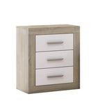 Mesita de noche Olagüe de 3 cajones bicolor, 50 cm - Cambrian / Blanco