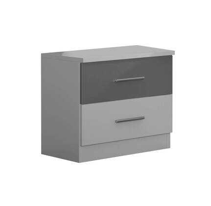Mesita de noche Arróniz de 2 cajones, 46 × 36 × 48 cm - Blanco / cajón plata