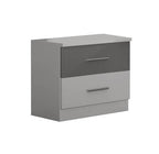 Mesita de noche Arróniz de 2 cajones, 46 × 36 × 48 cm - Blanco / cajón plata