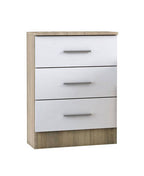 Mesita de noche Allo de 3 cajones, 46 × 36 × 66 cm - Cambrian / Blanco