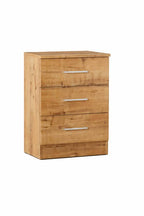 Mesita de noche Allo de 3 cajones, 46 × 36 × 66 cm - Roble