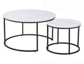Set de mesas de centro Arellano redondas, efecto mármol y metal
