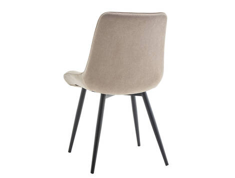 Silla tapizada Artaiz en tela repelente al agua con costuras - Beige Tostado / Negra mate