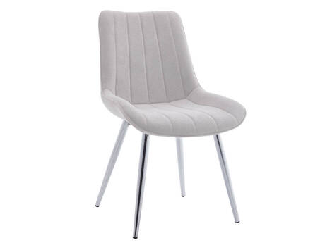 Silla tapizada Artaiz en tela repelente al agua con costuras - Beige Marfil / Cromada