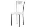 Silla Cárcar de metal gris con asiento de polipiel blanca