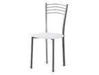 Silla Cárcar de metal gris con asiento de polipiel blanca