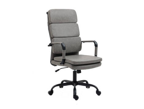 Silla de oficina Beriáin de polipiel gris, respaldo alto