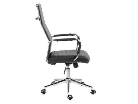 Silla de oficina Lizoáin de polipiel negra, respaldo alto