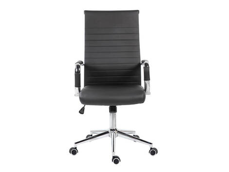 Silla de oficina Lizoáin de polipiel negra, respaldo alto