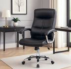 Silla de oficina Mutilva con apoyo lumbar, polipiel negra
