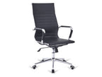 Silla de oficina Navarrería alta de polipiel, base cromada - Negro