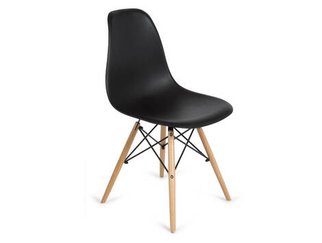 Silla Cabredo de polipropileno con patas de madera de haya - Negro