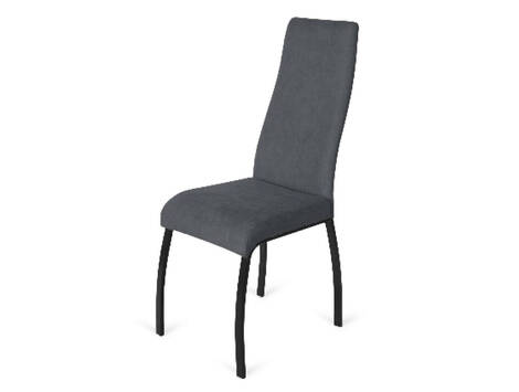 Silla tapizada Domeño en tela Lido con patas negro mate - Gris Oscuro