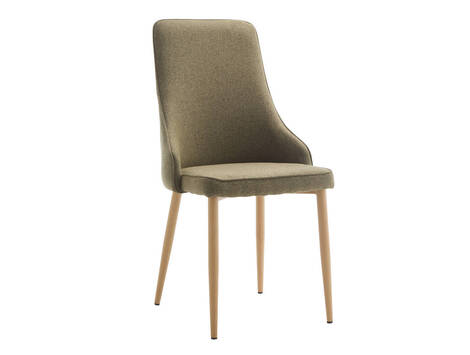 Silla tapizada Izaba en tela Barrel easy clean con ribete - Verde / Efecto madera