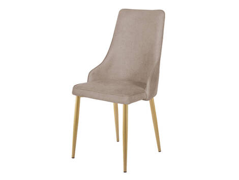 Silla tapizada Izaba en tela Lido easy clean con ribete - Beige / Efecto madera