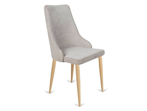Silla tapizada Izaba en tela Lido easy clean con ribete - Gris / Efecto madera