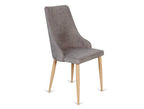 Silla tapizada Izaba en tela Lido easy clean con ribete - Gris Oscuro / Efecto madera