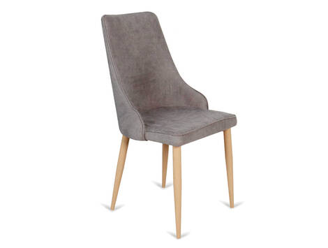 Silla tapizada Izaba en tela Lido easy clean con ribete - Gris Oscuro / Efecto madera