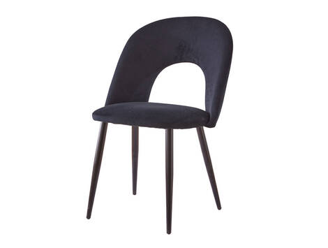 Silla tapizada Tulebras en terciopelo con patas negro mate