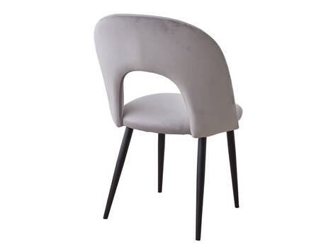 Silla tapizada Tulebras en terciopelo con patas negro mate - Gris