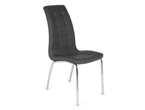 Silla tapizada Larraun en polipiel con pata redonda cromada - Gris